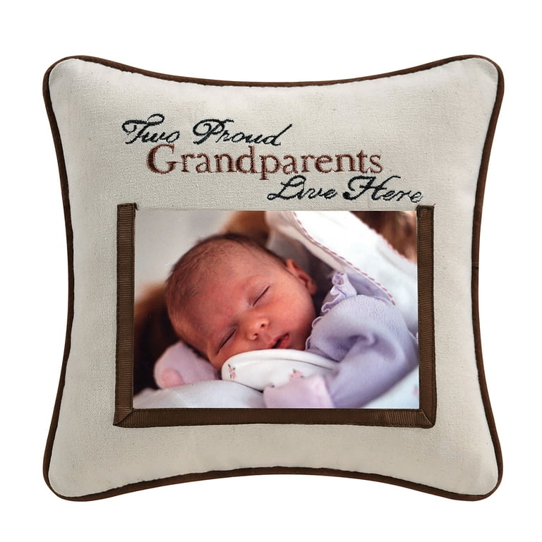 Two Proud Grandparents Embroidered Picture Pillow