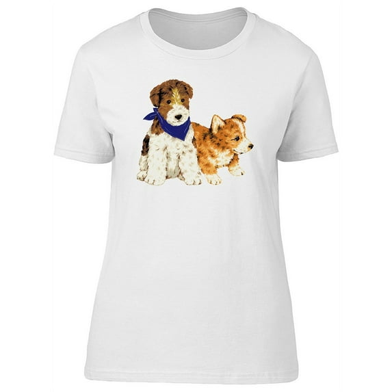 Two Puppies In Watercolor T-Shirt Women -Image by Shutterstock, Female Small