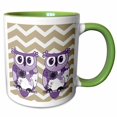 thumbnail image 1 of 3drose, Two Purple Owls with Beige and White Chevron, 11oz Two-tone Green Mug, 1 of 6