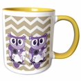 thumbnail image 1 of 3drose, Two Purple Owls with Beige and White Chevron, 15oz Two-tone Yellow Mug, 1 of 6