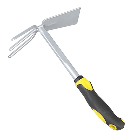 Two-Purpose Garden Hoe and Rake for Digging and Weeding Iron Hand Tool with Comfortable Rubber Grip for Household Planting and Gardening