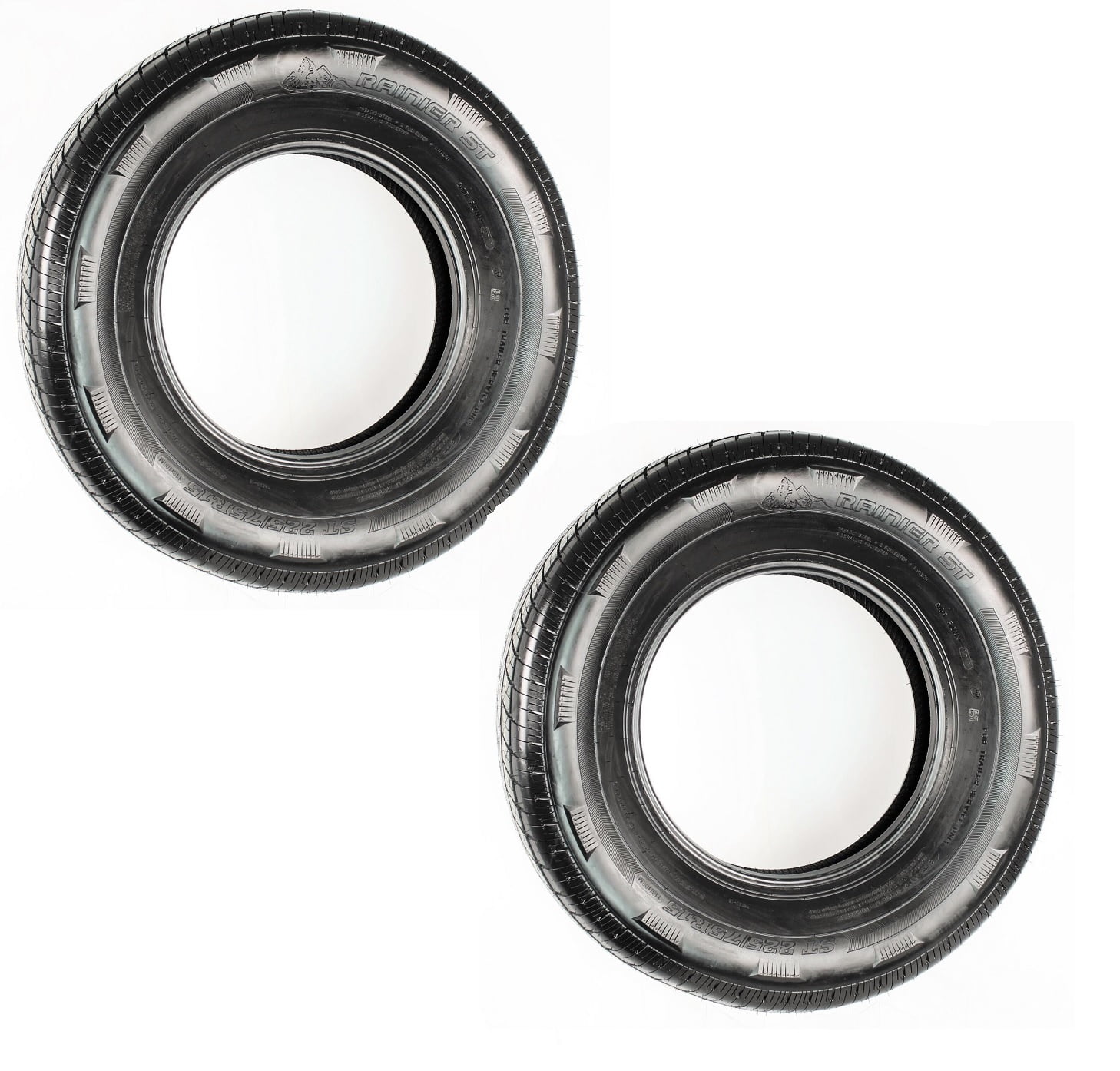 Two Rainier Radial ST225/75R15 Trailer Tires Load Range E 2830 225/75