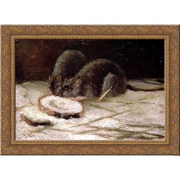 Two Rats 24x18 Gold Ornate Wood Framed Canvas Art by Vincent van Gogh