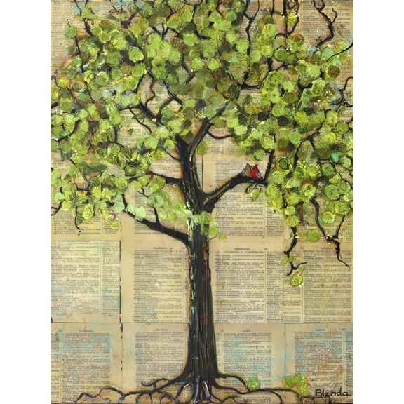 Art.com Two Red Cardinal Love Birds in a Tree Art Print by Blenda Tyvoll, 12" x 16"