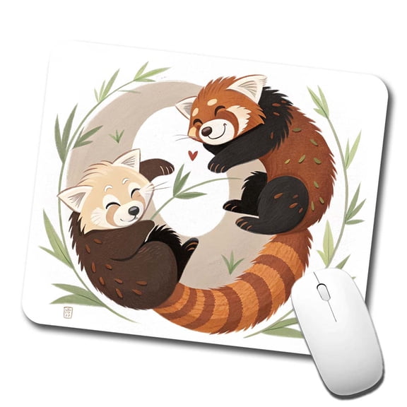 Two Red Pandas Yin Yang Mouse Pad Low Profile Gaming Mat