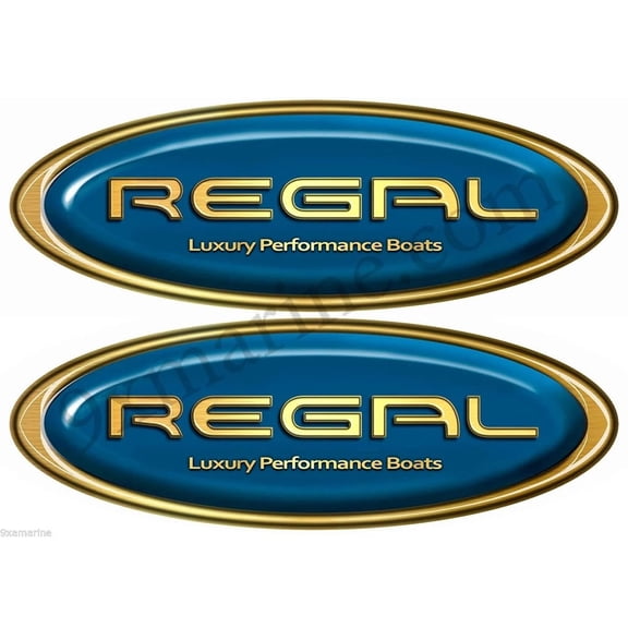 Two Regal Boat Blue Oval Sticker Set
