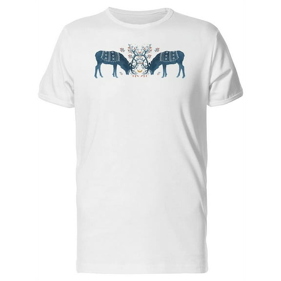Two Reindeer Eating Grass T-Shirt Men -Image by Shutterstock, Male Large