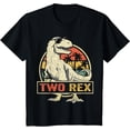 thumbnail image 1 of Two Rex 2nd Birthday Boy Second Dinosaur 2 Year Old Boys Unisex T-Shirt for Men Women Kids,Black Color,Size YL, 1 of 5
