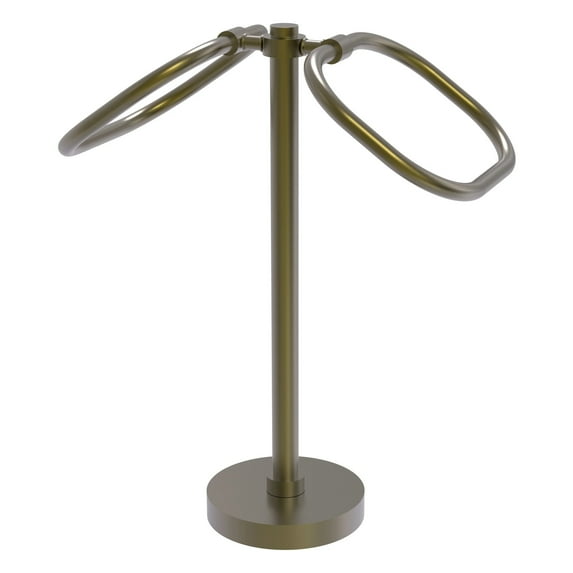 Two Ring Oval Guest Towel Valet - Antique Brass / Smooth