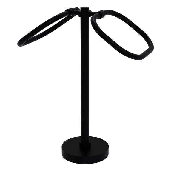 Two Ring Oval Guest Towel Valet - Matte Black / Smooth