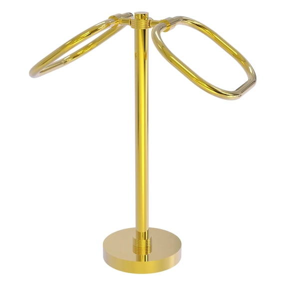 Two Ring Oval Guest Towel Valet - Polished Brass / Grooved