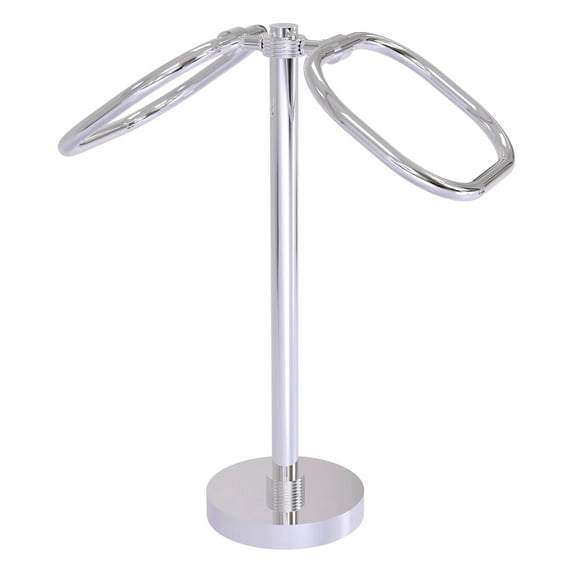 Two Ring Oval Guest Towel Valet - Polished Chrome / Grooved