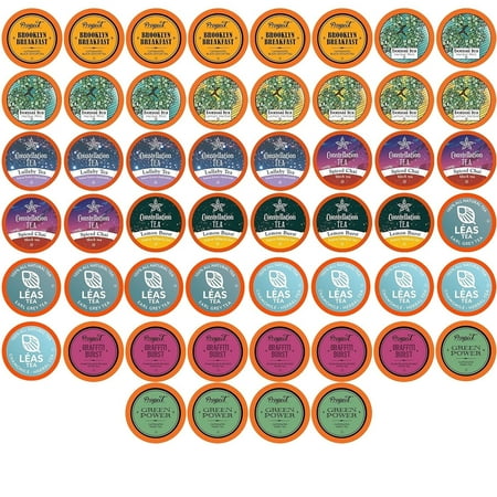 Two Rivers Coffee Assorted Tea Sampler Pack Tea Pod Variety Pack for Single Serve Brewers, 52 Count