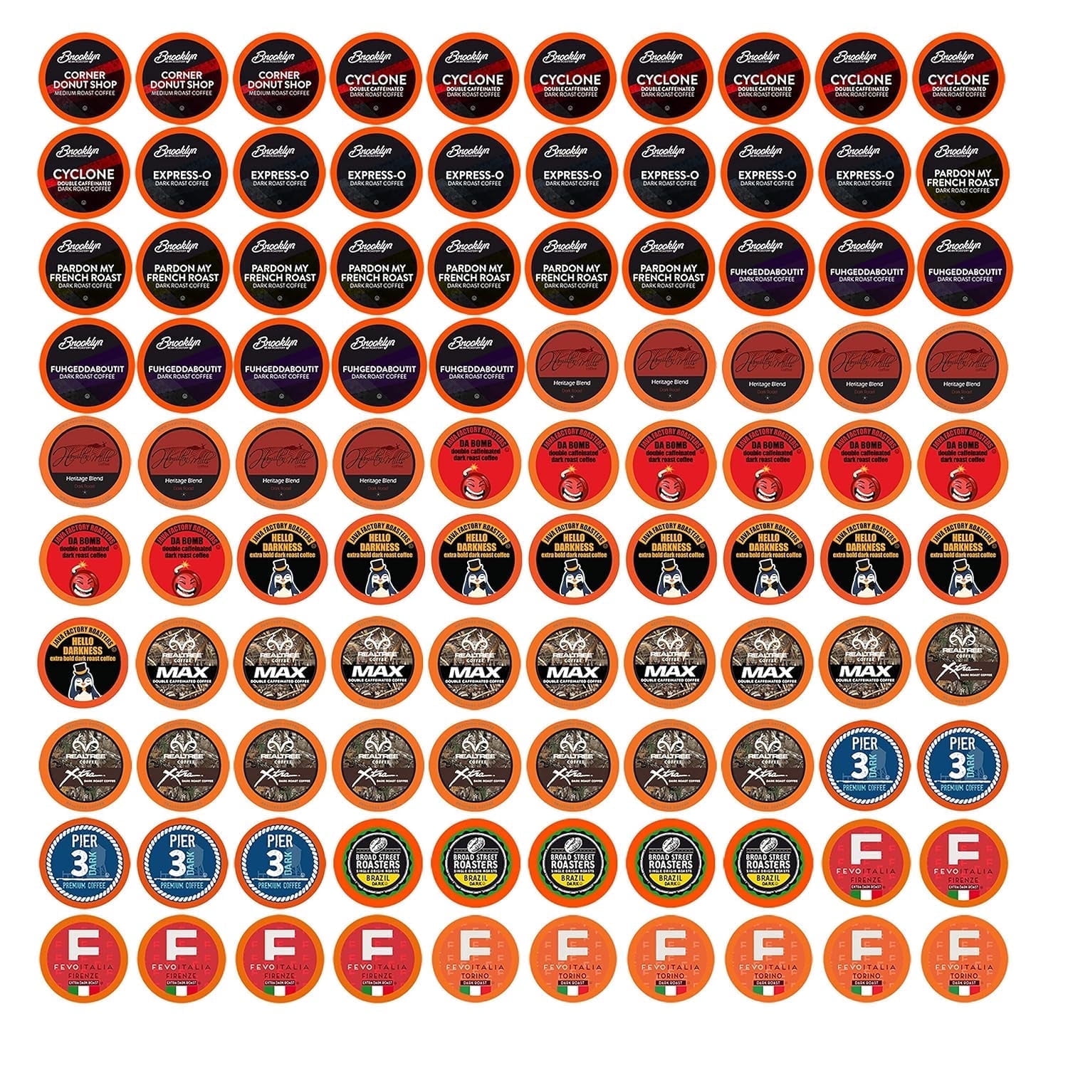 Two Rivers Coffee Bold Roast Coffee Pods for Single Serve Coffee Pod Brewers Including 2.0, Variety Sampler Pack, 100 Count