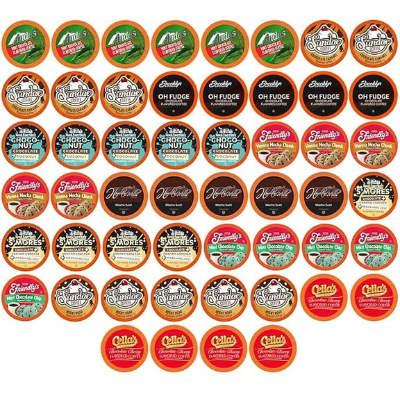 Two Rivers Coffee Chocolate Overload Coffee Pods Sampler Compatible with K Cup Brewers Including 2.0, Flavored Single Serve Variety Pack, 52 Count