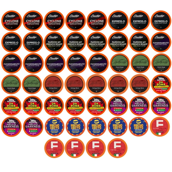 Two Rivers Coffee Dark Roast Coffee Pods Sampler Compatible with K Cup Brewers Including 2.0, Single Serve Variety Pack, 52 Count