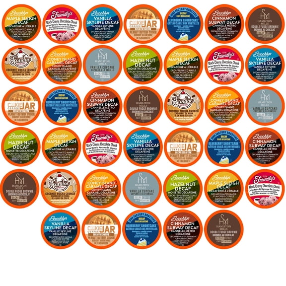 Two Rivers Coffee Decaf Flavored Coffee Pods Compatible with Keurig K Cup Brewers, Assorted Variety Pack Decaffienated Flavored Coffee, 40 Count