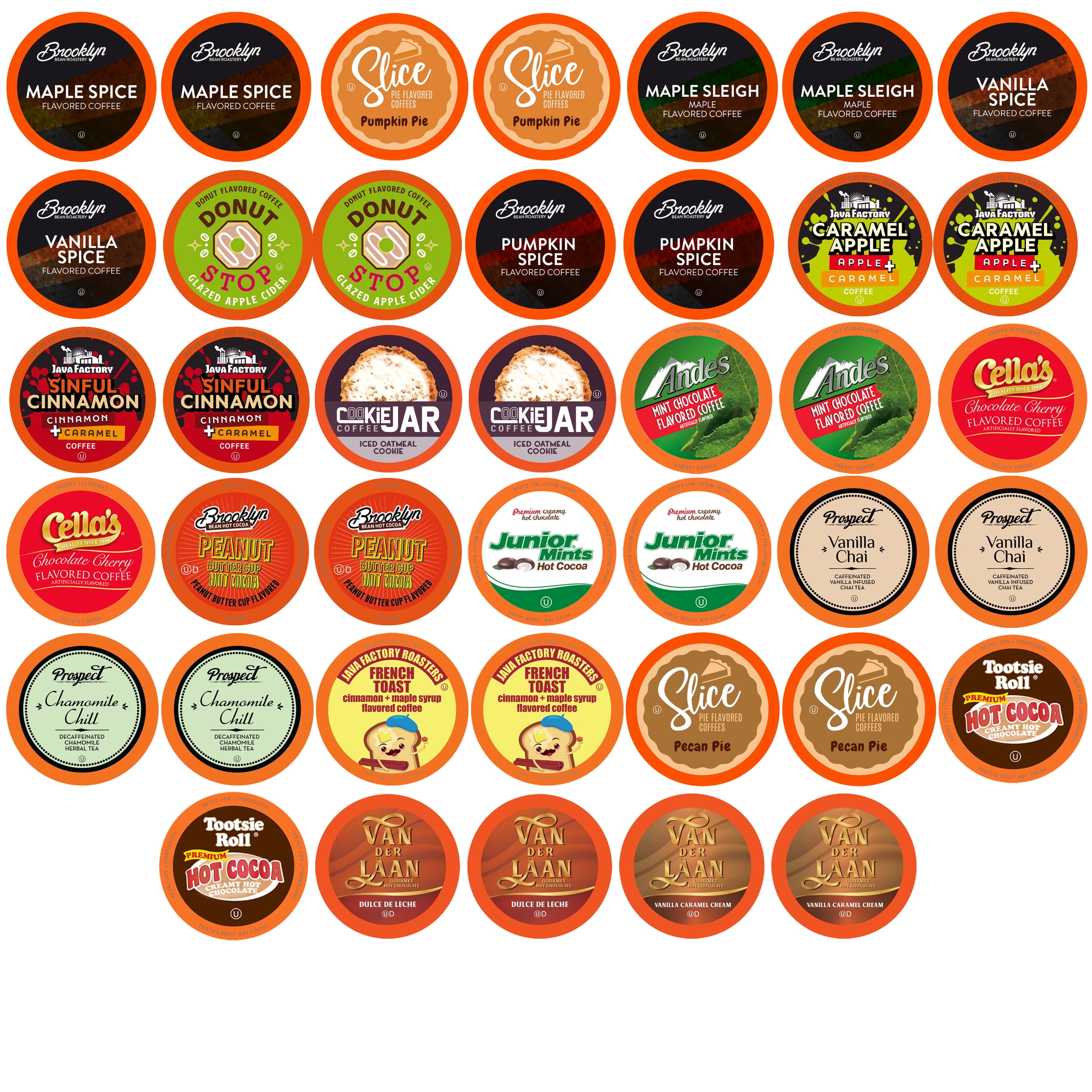 Two Rivers Coffee Single Serve Sampler Pack for Keurig K-Cup Brewers, Assorted Fall Flavors(Coffee, Cocoa, Tea), 40 Count
