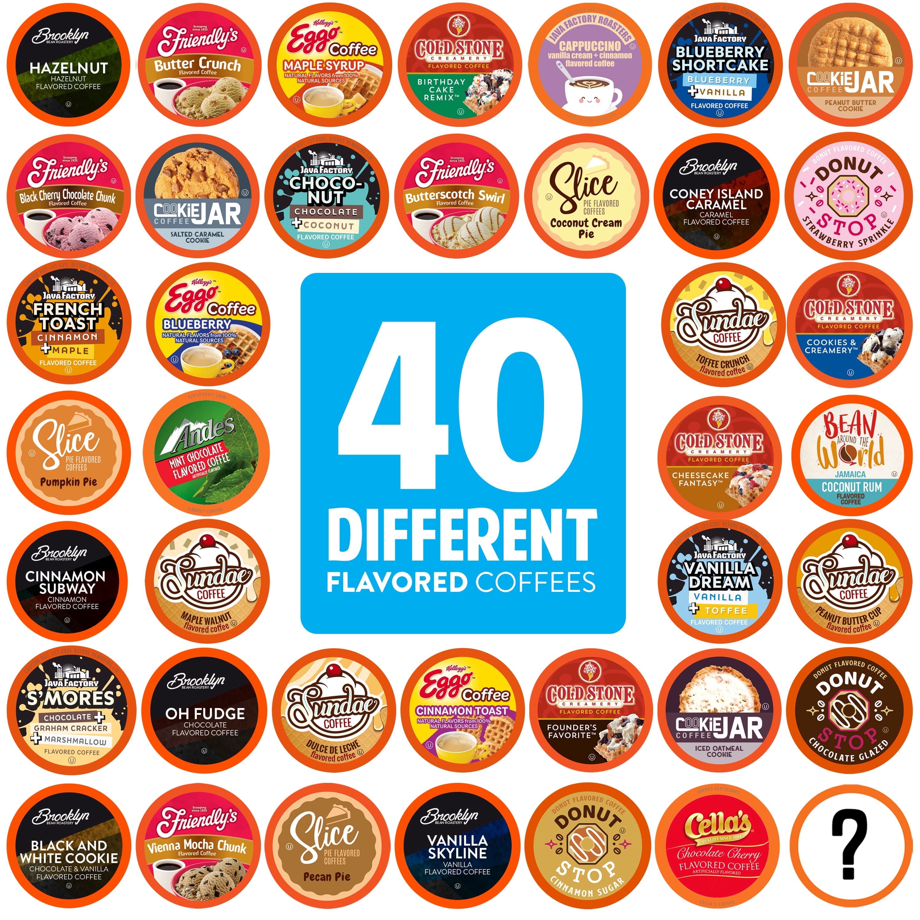 Two Rivers Assorted Flavored Coffee Pods, Keurig Compatible, 40-Pack