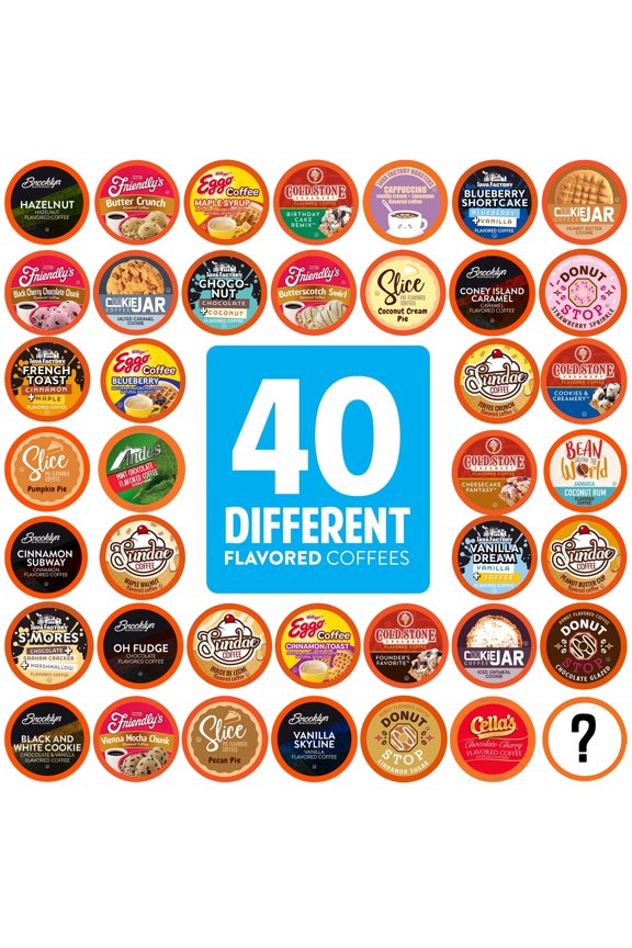 Flavored Coffee Pods Compatible with Keurig K Cup Brewers, Assorted Flavored Coffee, 40 Count