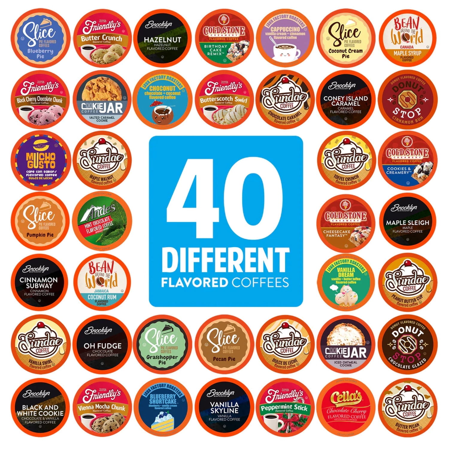 Two Rivers Flavored K Cup Coffee Pods Variety Pack Compatible 2.0