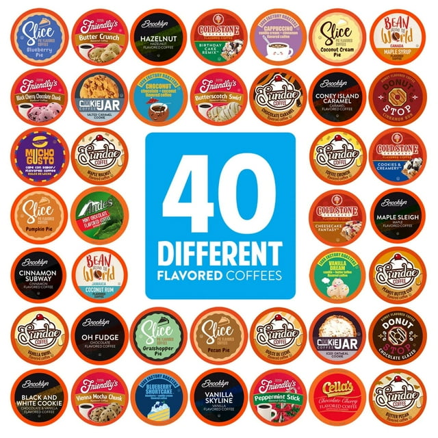 Two Rivers Flavored K-Cup Coffee Pods Variety Pack,Compatible 2.0 Keurig, 40 Ct