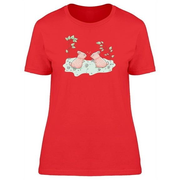 Two Romantic Cartoon Rabbits Tee Women's -Image by Shutterstock