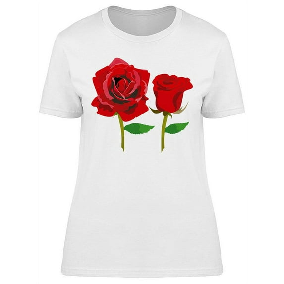 Two Rose Flowers T-Shirt Women -Image by Shutterstock, Female XX-Large