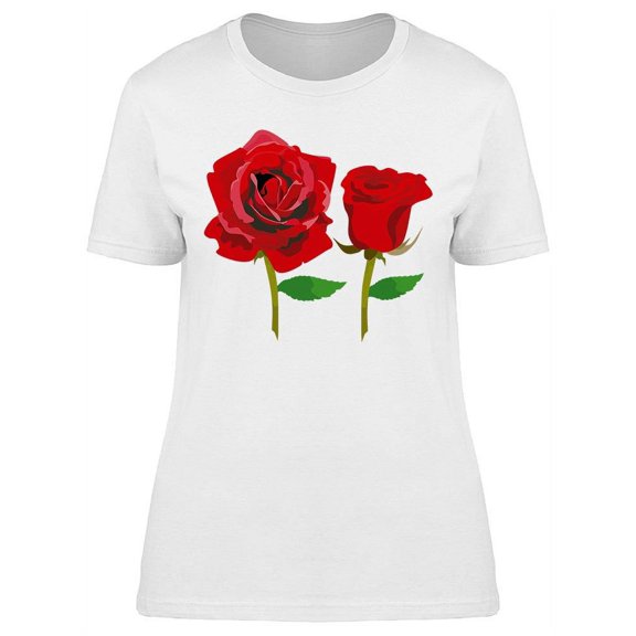 Two Rose Flowers T-Shirt Women -Image by Shutterstock, Female XX-Large