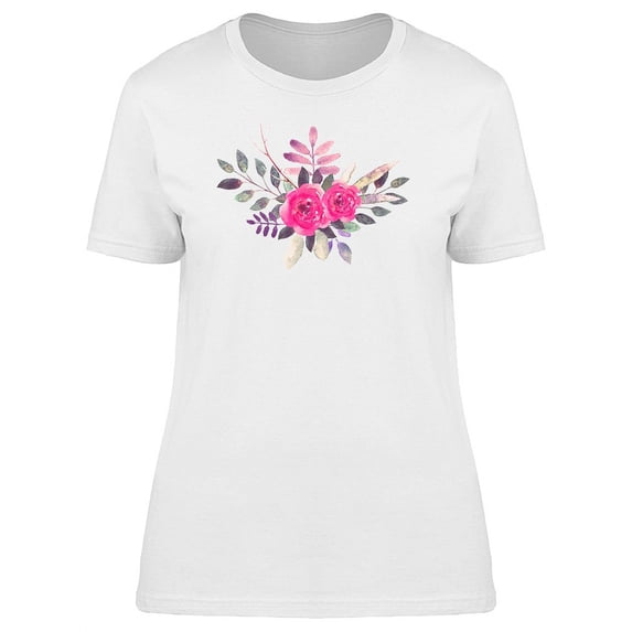 Two Roses With Leaves T-Shirt Women -Image by Shutterstock, Female Small