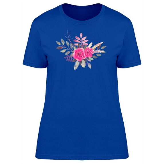 Two Roses With Leaves T-Shirt Women -Image by Shutterstock, Female x-Large