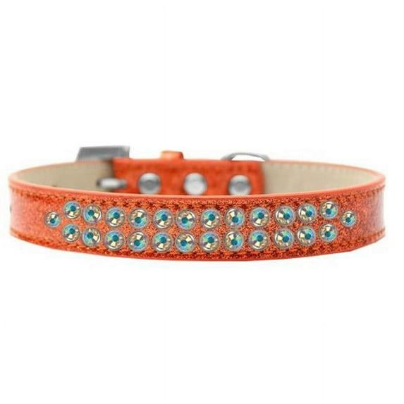 Two Row AB Crystal Dog Collar, Orange Ice Cream - Size 20