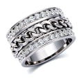 thumbnail image 1 of Two Row CZ Eternity Ring for Women with Spinner Stainless Steel 11 MM Wide Band Ginger Lyne, 1 of 7
