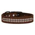 thumbnail image 1 of Two Row Clear Crystal Metallic Leather Dog Collar Size 20, 1 of 2