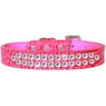 thumbnail image 1 of Two Row Clear Jewel Croc Dog Collar, Bright Pink - Size 14, 1 of 1