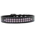 thumbnail image 1 of Two Row Light Pink Crystal Dog Collar, Black - Size 16, 1 of 1