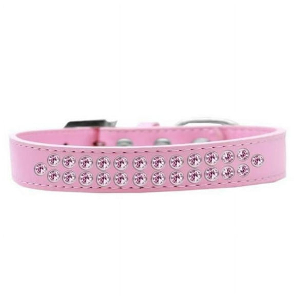 Two Row Light Pink Crystal Dog Collar, Light Pink - Size 12