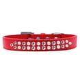 thumbnail image 1 of Two Row Pearl & Clear Crystal Dog Collar, Red - Size 16, 1 of 1