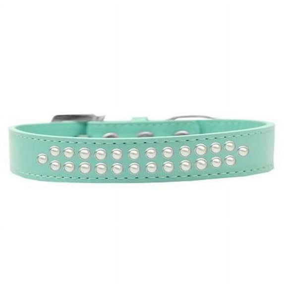Two Row Pearl Dog Collar, Aqua - Size 14