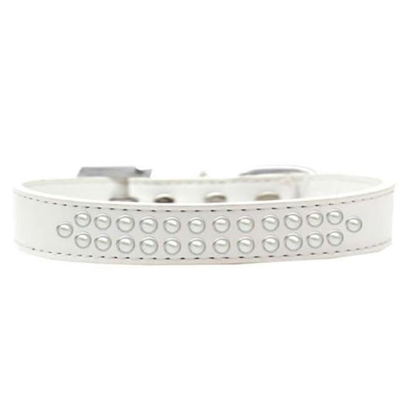 Two Row Pearl Dog Collar, White - Size 14