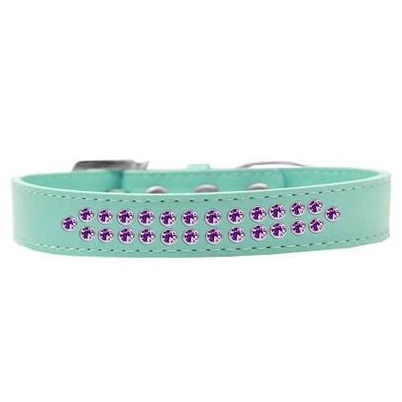 Two Row Purple Crystal Dog Collar, Aqua - Size 20