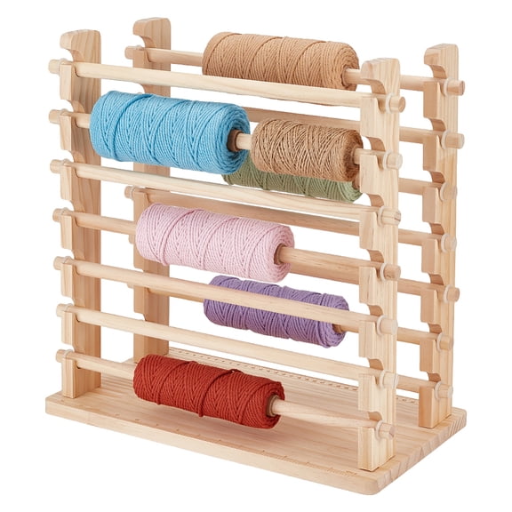 Two-Row Ribbon Holder Organizer Rack Wooden Ribbon Spool Holder Ribbon Organizer for Craft Room Wrapping Craft 15.75x8.66x16.06Inch