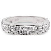 GLITZ DESIGN Two Row Wedding Band White for Women Gold Rhodium Finish Cz