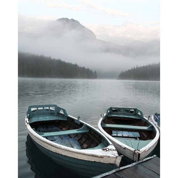 Two Rowboats at Pier Poster Print by Anonymous Anonymous