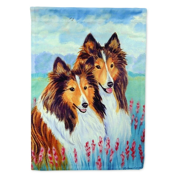 Two Sable Shelties Garden Flag