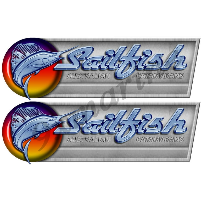 Two Sailfish Designer stickers for boat 10 inch long