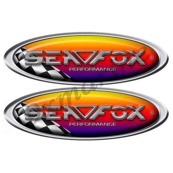 Two Sea Fox Racing Boat Oval Sticker Set
