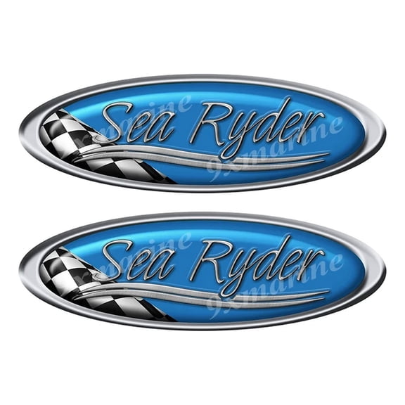 Two Sea Ryder Vinyl Racing Oval Stickers - 10" long each