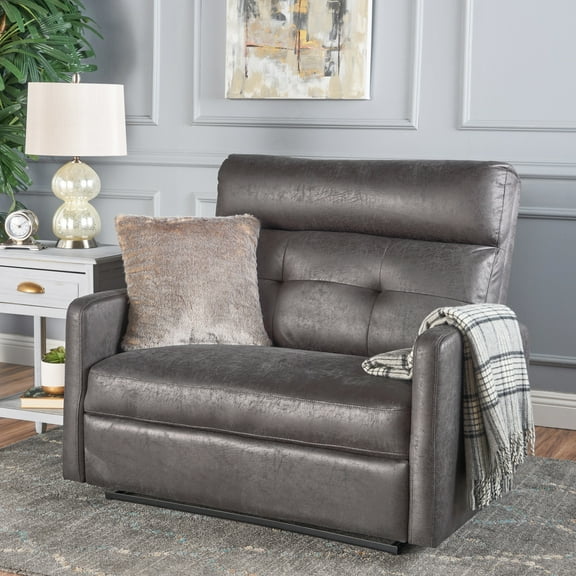 Two Seat Recliner In Microfiber Slate - Relax Lavishness With Cushions Recline Ease Chair And Padding