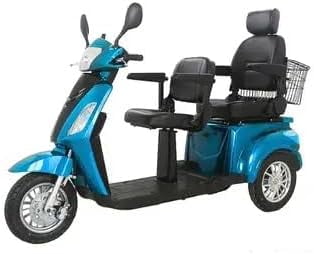 Two Seater Electric Mobility Scooter  Blue GTX-L-60 Double Seated Scooter, 1000W Brushless Motor, Large Storage, Shock Absorbers, 550lb Capacity